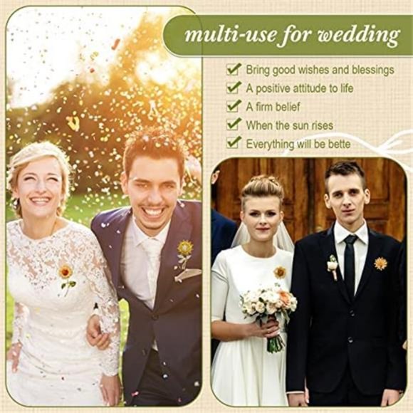 6 Pcs Sunflower Rhinestones Crystal Brooches Gold Pins for Hats - Picture 4 of 7